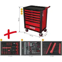 Ks Tools Racingline schwarz/rot Werkstattwagen mit 7 Schubladen und 215 Premium-Werkzeugen - 826.7215