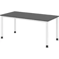 Bümö Schreibtisch Serie-H - Größe: 160 x 80 cm, Nachbildung: Graphit, Gestell: Weiß