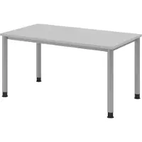 Bümö Schreibtisch Serie-H - Gestell: Silber, Nachbildung: Grau, Größe: 140 x 80 cm