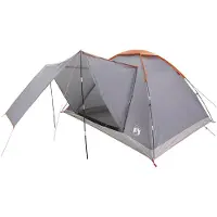 vidaXL Campingzelt 6 Personen Grau und Orange Polyester und Stahl