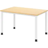 Bümö Schreibtisch Serie-H - Nachbildung Ahorn, Größe: 120 x 80 cm, Gestell: Weiß