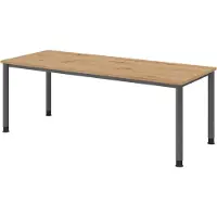 Bümö Schreibtisch Serie-H - Nachbildung: Asteiche, Gestell: Graphit, Größe: 200 x 80 cm