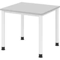 Bümö Schreibtisch Serie-H - Größe: 80 x 80 cm, Nachbildung: Grau, Gestell: Weiß