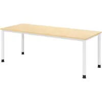 Bümö Schreibtisch Serie-H - Nachbildung Ahorn, Gestell: Weiß, Größe: 200 x 80 cm