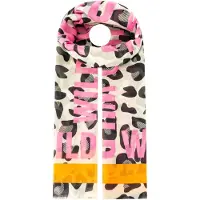 Zwillingsherz Schal "Wild Leo", Damen, bunt (orange), Obermaterial: 80% Polyester, 20% Viskose, Modetücher Schal, leichtes Material, großer Leo-Print mit Schriftzug WILD, offene Kanten