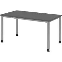 Bümö Schreibtisch Serie-H - Gestell: Silber, Nachbildung: Graphit, Größe: 140 x 80 cm