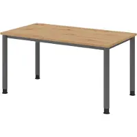 Bümö Schreibtisch Serie-H - Nachbildung: Asteiche, Gestell: Graphit, Größe: 140 x 80 cm