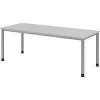 Bümö Schreibtisch Serie-H - Gestell: Silber, Nachbildung: Grau, Größe: 200 x 80 cm