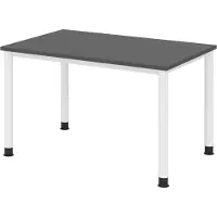 Bümö Schreibtisch Serie-H - Größe: 120 x 80 cm, Nachbildung: Graphit, Gestell: Weiß