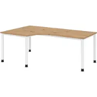 Bümö Schreibtisch Serie-H - Nachbildung: Asteiche, Größe: Eckschreibtisch 200 x 120 cm, Gestell: Weiß