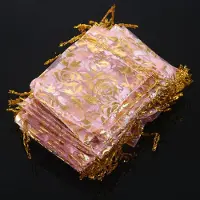 Exogio 100 StüCk 7X9 cm Rose Organza Kordelzug Geschenk Schmuck Taschen Beutel Hochzeit Xmas Party Geschenke Taschen Rosa