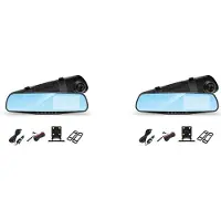 Torribaly 2Satz 4,3-Zoll-Auto-DVR-Rückspiegel-Fahrvideorecorder mit Zwei Objektiven Dashcam 1080P IPS Front- und Rückkamera Dashcam