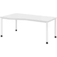 Bümö Schreibtisch Serie-H - Nachbildung: Weiß, Größe: 180 x 100 cm, Gestell: Weiß