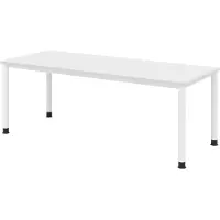 Bümö Schreibtisch Serie-H - Nachbildung: Weiß, Gestell: Weiß, Größe: 200 x 80 cm