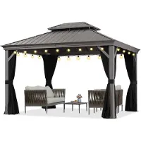 PURPLE LEAF Hardtop Pavillon 3x3.65m wasserdicht winterfest und stabil für den Garten,grau
