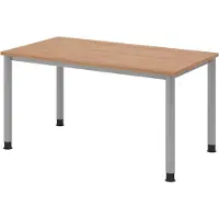 Bümö Schreibtisch Serie-H - Gestell: Silber, Nachbildung: Nussbaum, Größe: 140 x 80 cm