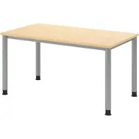 Bümö Schreibtisch Serie-H - Nachbildung Ahorn, Gestell: Silber, Größe: 140 x 80 cm