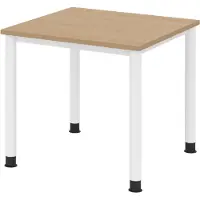 Bümö Schreibtisch Serie-H - Größe: 80 x 80 cm, Gestell: Weiß, Nachbildung: Eiche