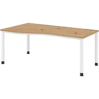 Bümö Schreibtisch Serie-H - Nachbildung: Asteiche, Größe: 180 x 100 cm, Gestell: Weiß