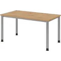 Bümö Schreibtisch Serie-H - Gestell: Silber, Nachbildung: Asteiche, Größe: 140 x 80 cm
