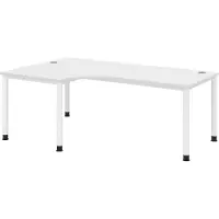 Bümö Schreibtisch Serie-H - Nachbildung: Weiß, Größe: Eckschreibtisch 200 x 120 cm, Gestell: Weiß