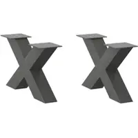 Helloshop26 - Set aus 2 robusten modern aussehenden X-förmigen Couchtischbeinen 50 x 30 cm aus anthrazitfarbenem Stahl 02_0057210