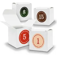 Itenga Adventskalender zum Füllen 24x Würfel 6,5cm WEISS + Sticker V04 Z02