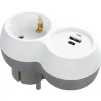 ORNO Steckdosenadapter AE-13281(GS), weiß-grau, 1-fach Schuko bis 3680 Watt, 1x USB-C, 1x USB-A