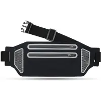 INF Ultradünne Outdoor-Sport-Gürteltasche mit Doppelreißverschluss Black
