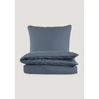 Hessnatur Perkal Bettwäsche-Set in stahlblau | Gr.: 200x200-2x-40x80-cm