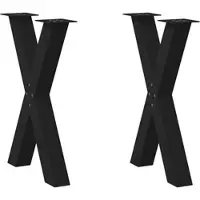 Helloshop26 - Set aus 2 robusten X-förmigen Tischbeinen 60 x 72–73 cm mit verstellbaren Nivellierfüßen modernes Design schwarzer 02_0057244