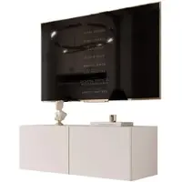 Idohome TV-Lowboard Angel 100 cm Kaschmir Matt – Fernsehschrank, Wohnzimmer, TV-Schrank, Medienmöbel, Hängeschrank mit LED-Beleuchtung, Push-to-Open