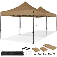 Vonroc Partyzelt – 6x3 m | Set inkl. 2x Partyzelten und 1x Verbindungskit - Beige