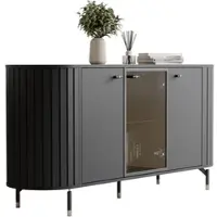 Idohome KOMMODE dreitürig, Schwarz mit LED-Beleuchtung