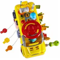 Kik Motorik Bus 6 in 1 mit Schraub-, Dreh- und Verriegelungsfunktionen, schwenkbarem Lenkrad und Hupe