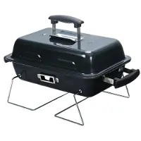Relaxdays Tischgrill, tragbarer Klappgrill, HBT: 36 x 56 x 30,5 cm, Belüftung, Deckel, Campinggrill, Stahl, schwarz
