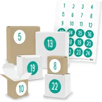 Itenga Adventskalender zum Füllen 24x Quader Würfel gemischt + Sticker (V03 Z34)
