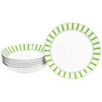 MamboCat Split grün 6er Set Suppenteller 450ml Porzellan Teller tief Pasta Streifen