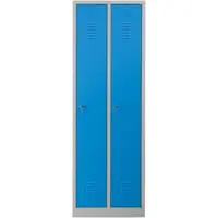 Proregal Garderobenspind Camel | 2-Fächer| HxBxT 180x60x50 cm | Zylinderschloss | Grau-Hellblau