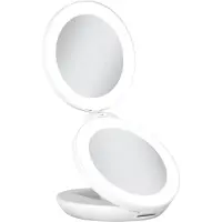Uniq Kompakter LED Reisespiegel 10x Vergrößerung Doppelseitig Weiß