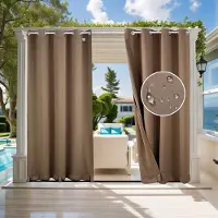 Topchances 2 Stück Outdoor Vorhänge Wetterfest, Anti-UV Outdoor Vorhang Wasserdicht mit ösen für Balkon Terrasse Veranda Pergola Gartenlaube£¬Hellbraun,132x275cm