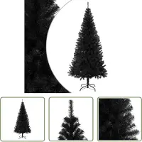 The Living Store Künstlicher Weihnachtsbaum mit Ständer Schwarz 180 cm PVC