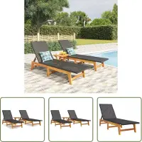 The Living Store 3-tlg. Garten-Lounge-Set Poly Rattan & Massivholz Akazie