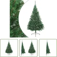The Living Store Künstlicher Halb-Weihnachtsbaum mit Ständer Grün 240 cm PVC