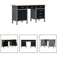 The Living Store Arbeitstisch Schwarz 160 x 60 x 85 cm Stahl