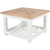 CLP Couchtisch Bastrop 60 x 60 cm quadratisch rustikal Sofatisch in Landhausstil | Farbe natur