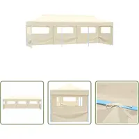 The Living Store Faltzelt Partyzelt Pop-Up mit 5 Seitenwänden 3 x 9 m Creme