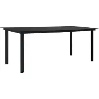 vidaXL Möbel Garten-Esstisch Schwarz 190x90x74 cm Stahl und Glas - Gartentische 312163