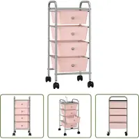 The Living Store Schubladenwagen mit 4 Schubladen Rosa Kunststoff
