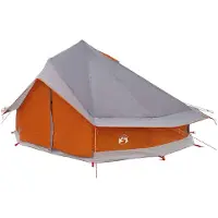 vidaXL Tipi Zelt 18 Personen Grau und Orange Polyester und Stahl